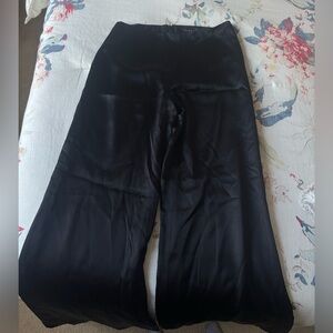 Ralph Lauren Satin Silk Black Wide-Leg Pants